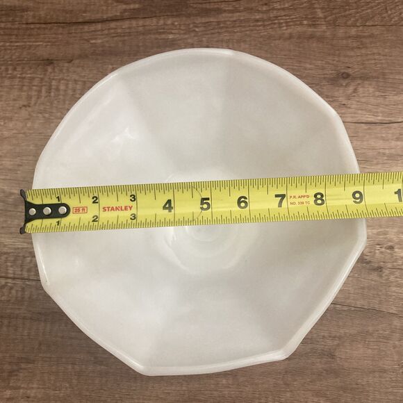 Vintage Panel Grape Milk Glass Large Wide Scallop Compote Bowl Pedestal Footed - Picture 10 of 10